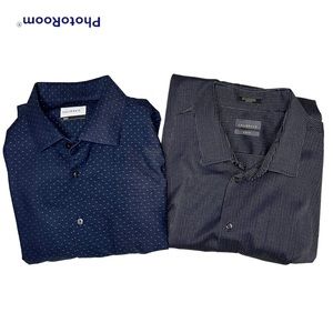Set of 2 Men’s Button Down Dress Shirt in Blue from Calibrate. Size 17 34/35